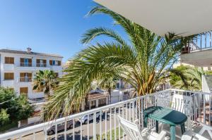 uma varanda com cadeiras e uma palmeira em YourHouse Monges apartment with balcony em Can Picafort