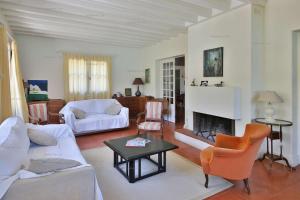 Una sala de estar con un sofá y una chimenea. en Lac d'Annecy Villa Pieds dans l'eau, en Sévrier