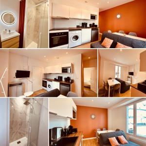 a collage of photos of a room at Le Terra Rossa - Home Homy in Carhaix-Plouguer
