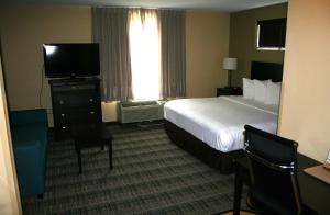 a hotel room with a bed and a television at MainStay Suites Jacksonville near Camp Lejeune in Jacksonville