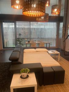 a room with a bed and a couch and a table at Apartamento tipo Loft in Madrid