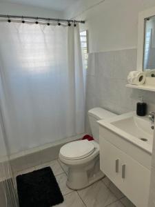 ein weißes Bad mit einem WC und einem Waschbecken in der Unterkunft Ache Pa Ti II Isabela in Isabela