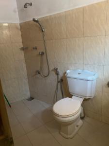 ein Bad mit einem WC und einer Dusche in der Unterkunft Cinnamon Villa AMBA in Ambalangoda