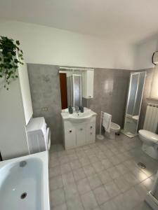 a bathroom with a sink and a toilet at IL TULIPANO in Civitavecchia