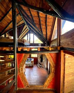 an overhead view of a room in a tree house at La Cabaña Musical in Medellín