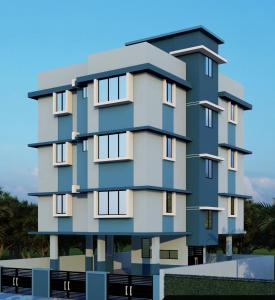 a rendering of a blue and white apartment building at Sai Homestay Panaji Studio in Panaji