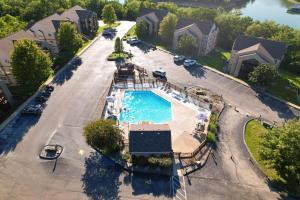 an overhead view of a swimming pool at a house at The Adventure Pad, Unit 1 in Branson