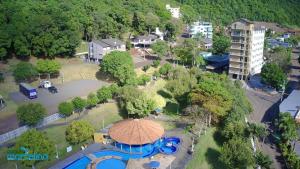 an aerial view of a park with a swimming pool at Hotel Thermas Classic in Marcelino Ramos