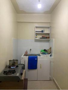 a small kitchen with a stove and a sink at Zuri Furnished Apartment in Bomet