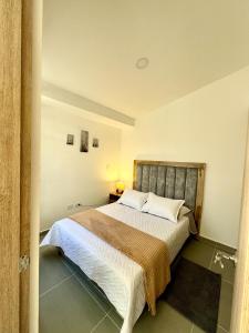 1 dormitorio con 1 cama grande en una habitación en Casa Turística en el Quindío, en La Tebaida