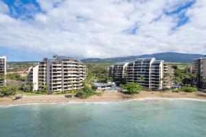an aerial view of a beach and some buildings at Sands of Kahana Vacation Club in Lahaina