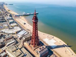 an aerial view of the eiffel tower near the beach at Vicarage House in Blackpool