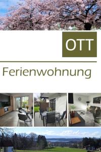 eine Collage mit Fotos eines Hauses mit Akakura-Bäumen in der Unterkunft Ferienwohnung Ott in Bad Endorf