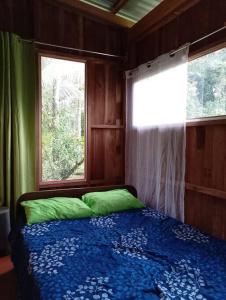 una camera con letto e finestra di Cabina Gooder a San Ramón
