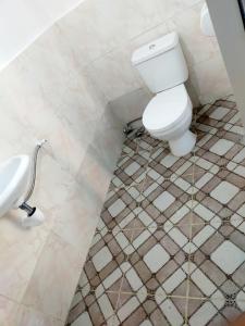 a bathroom with a toilet and a sink at Don Leo's BnB in Esperanza