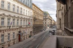 a view of a city street with buildings at Izabella66 apartment in Budapest