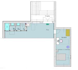 Půdorys ubytování Helles Zimmer im Loft