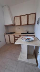 uma cozinha com um lavatório e um prato num balcão em Casa Gioia em Torre San Giovanni Ugento