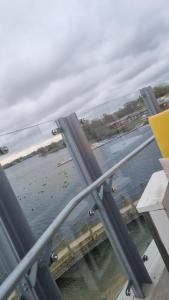 a view of the water from a bridge at Luxury caravan and Tattershall lakes with private hot tub and WiFi in Tattershall
