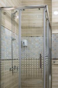 eine Dusche mit Glastür im Bad in der Unterkunft El Lotus Building in Kairo