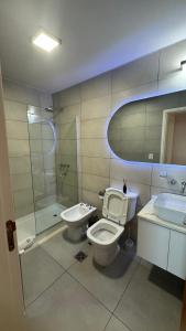 a bathroom with a toilet and a sink and a shower at Guesthouse Luxury in Cordoba