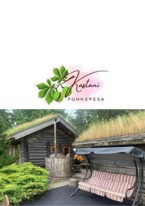 ein Bild einer Hütte mit Grasdach in der Unterkunft Russet & Rowanberry - Rowanberry Holiday House in Kriilevälja