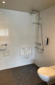サン・ヴィクトルにあるCampanile Montluçon ~ Saint-Victorのバスルーム(トイレ、シャワー付)