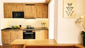 Kuchyň nebo kuchyňský kout v ubytování Ferienanlage Hechenbergerhof