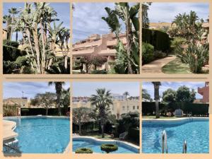 a collage of pictures of a swimming pool at Harea Coastal Penthouse Naturist Area in Playas de Vera