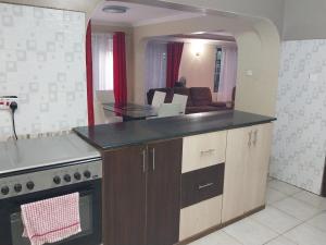 cocina con fogones y encimera en Radisson Villa, en Kisumu