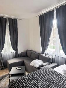 sala de estar con sofá y cama en Apartmani M.&.B Luks 2 en Mataruška Banja