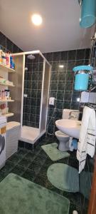 uma casa de banho com um lavatório, um WC e um chuveiro em Holiday Home White Rose em Barice