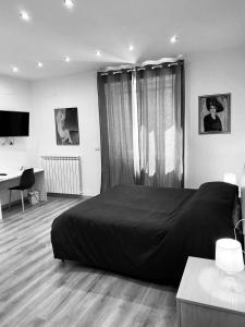 1 dormitorio con 1 cama grande y escritorio en Aria di Casa Experience, en Cassino