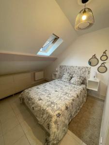 une chambre avec un lit dans une pièce avec une fenêtre dans l'établissement Le Havre Sanvic - appartement chaleureux, au Havre