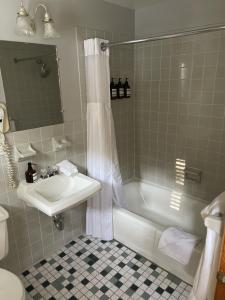 uma casa de banho com um lavatório, uma banheira e um WC. em Berkshire Valley Inn em Williamstown