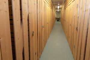 a row of wooden walls in a building at Moonlight 402 Levi in Sirkka