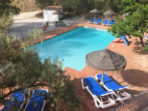 a swimming pool with lounge chairs and a swimming poolvisor at Padre Aviles in Olías