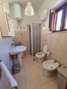 y baño con lavabo, aseo y ducha. en B&B Genti delle Alture, en Apice