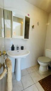 a bathroom with a sink and a toilet at Studio lumineux « Judée » in Peyruis