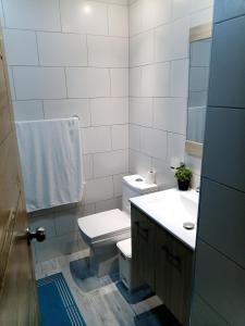 ein weißes Bad mit einem WC und einem Waschbecken in der Unterkunft Cómodo y acogedor apartamento in Mendoza