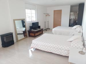 Habitación de hotel con 2 camas y TV en Gran Estudio de 50m2 cerca Costa Brava, en Vidreres