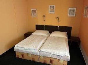 ズノイモにあるPenzion U Remízkyの枕2つが備わるドミトリールームのベッド1台分です。