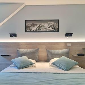 - une chambre avec un grand lit et 2 oreillers dans l'établissement Hôtel des Princes, Chambéry Centre, à Chambéry