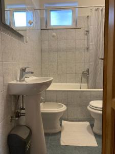 a bathroom with a sink and a toilet at Apartments Deranja in Dubrovnik