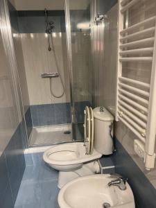 a bathroom with a toilet and a shower at Joli studio à Monaco in Beausoleil