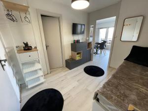 TV a/nebo společenská místnost v ubytování Vincenzo appart, Studio Confortable à Nendaz, accès Direct au Télécabine de Tracouet et Parking Souterrain Inclus