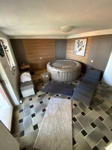 an overhead view of a bathroom with a tub at Piece of Heaven in Samobor