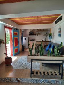 a living room with a couch and a table at Apartamento Corona in Confines