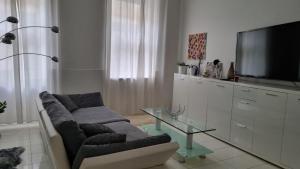 a living room with a couch and a tv at Apartment Geibel T4 - 85m2 - Highspeed Internet - Hundefreundlich in Vienna