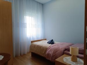 1 dormitorio con cama y ventana grande en Kuća za odmor DESA, 
